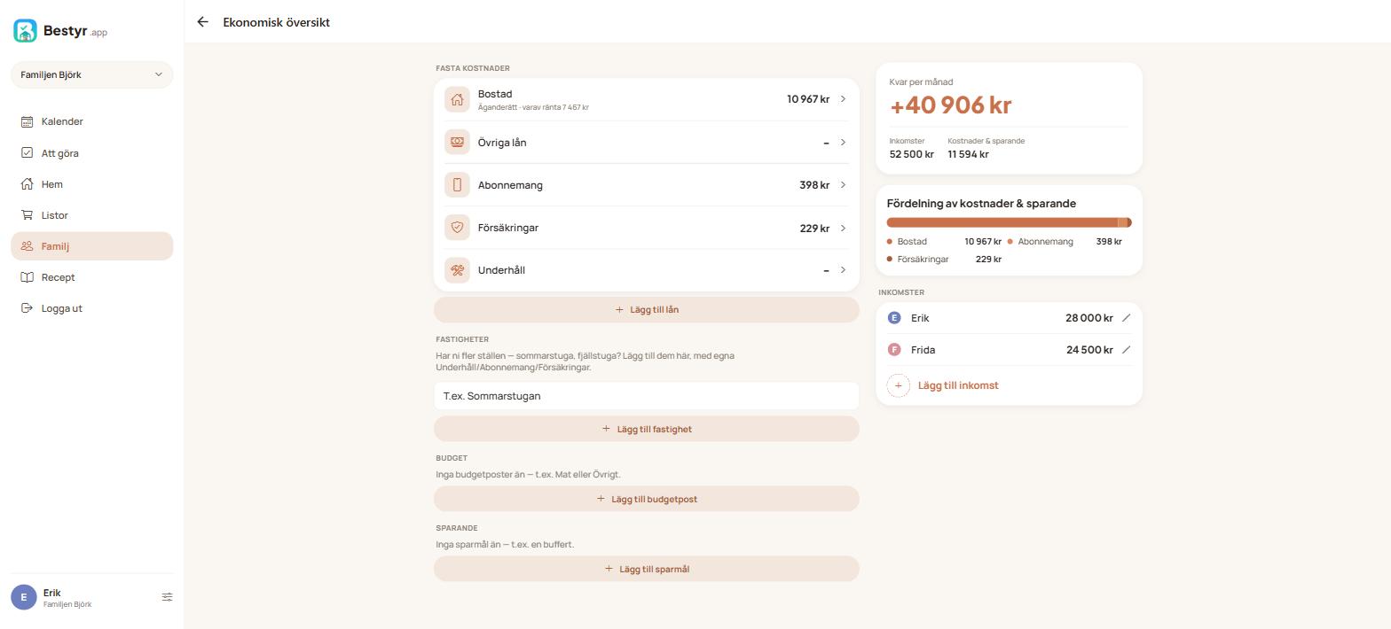Bestyr på desktop: kostnadssammanställning för bostaden